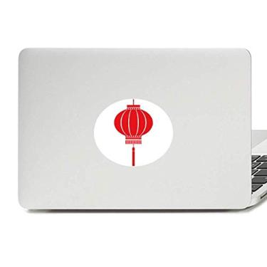 Imagem de Adesivo de laptop com estampa de lanterna chinesa tradicional vermelha com emblema de vinil
