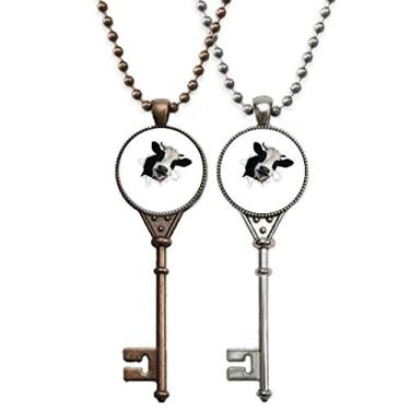 Imagem de OFFbb-USA Colar com pingente de chave de papel animal quebrado com estampa de vacas lácteas para decoração de casais