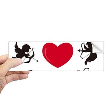 Imagem de DIYthinker Adesivo retangular de anjo do Cupido com desenho de coração vermelho para janela