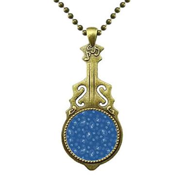 Imagem de DIYthinker Colar tradicional com estampa de céu azul com bolinhas noturnas e pingente de guitarra antiga