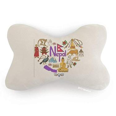 Imagem de DIYthinker Almofada de apoio de cabeça para decoração de pescoço com bandeira nacional do Nepal Love Heart Landscap