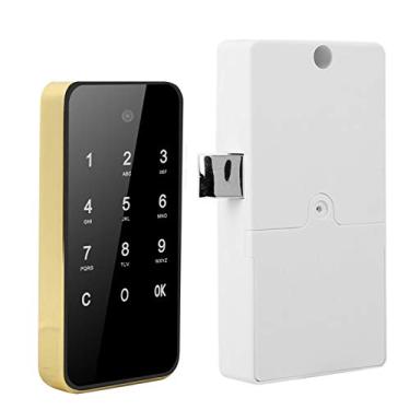 Imagem de Trava inteligente e durável para armário com senha, bloqueio de tela sensível ao toque, controle de acesso de teclado com tela sensível ao toque para armário de arquivos, residência, comunidade, escritório, armário de academia (dourado)