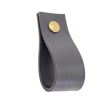 Imagem de Puxador Doko Parafuso - Textura de Couro Preto - Parafuso Dourado