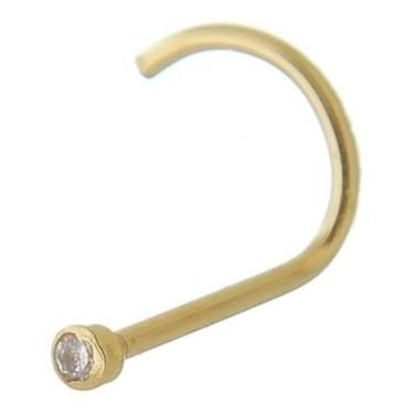 Imagem de Piercing Nariz Nostril Ouro Amarelo 18K C/ Pedra Mini Ponto De Luz - L