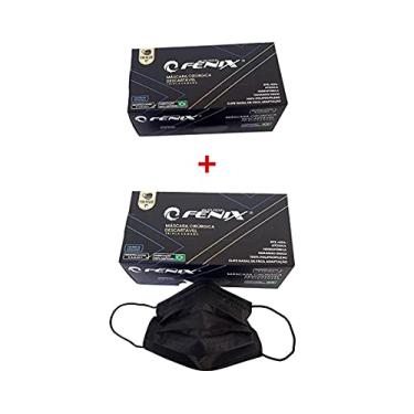Imagem de 100 UN - Mascara descartavel tripla PRETA cirurgica com clip nasal - Mundial Fenix