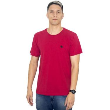 Imagem de Camiseta Gola Redonda Detalhe Bordado Masculina Rg-518 Vermelho Escuro
