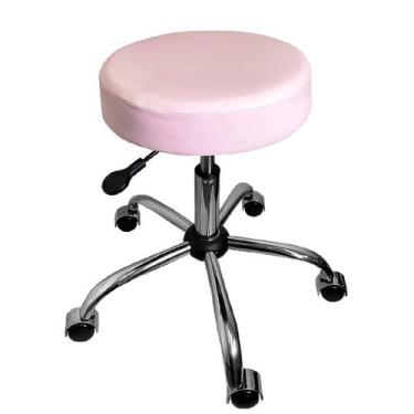 Imagem de Cadeira Mocho Banqueta Rosa Base Cromada - Ultra Móveis