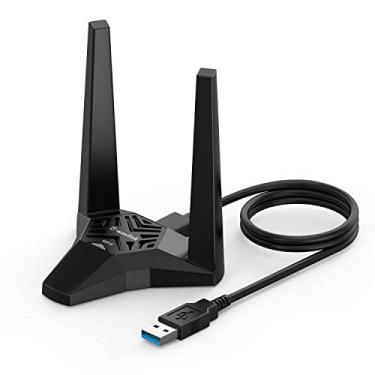 Imagem de WAVLINK Adaptador WiFi USB 3.0 para PC, adaptador de rede sem fio AC1300 de banda dupla 5GHz+2,4GHz com antenas de alto ganho para Windows XP/Vista/7/8/8.1/10/11 MacOS 10.7-10.15