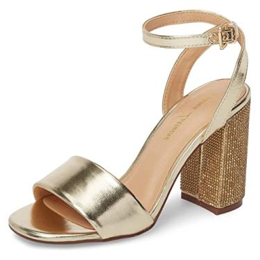 Imagem de Lauren Lorraine Julia Gold Sandal 3.75 High Heel Mesh Crystal Embellished Dress Pumps - Gold (6.5)