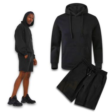 Imagem de Kit Conjunto Blusa CANGURU + Bermuda Short MOLETOM Frio Academia MASCULINO 524-Masculino