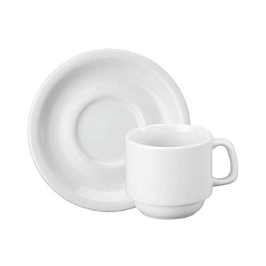 Imagem de Schmidt, SCH00264020007, Xicara Chá 200 Ml com Pires Diâmetro 14.5 Cm Cilíndrico, Porcelana