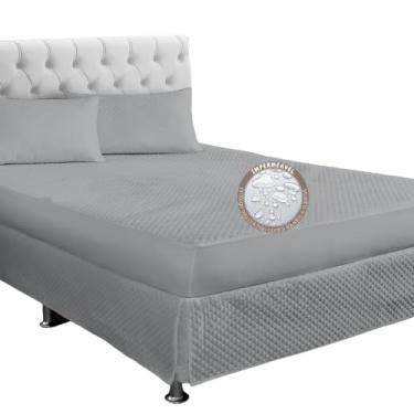 Imagem de Forro Protetor Impermeável de Colchão Casal (Queen, cinza)