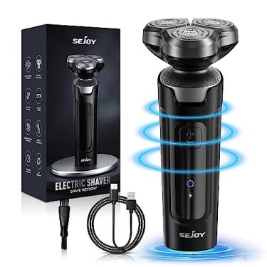 Imagem de Sejoy Barbeador elétrico para homens com rosto, barbeadores elétricos masculinos, máquinas de barbear elétricas recarregáveis à prova d'água, recarregável por USB, sem fio, para barbear,