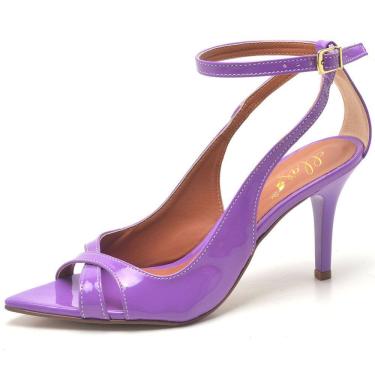 Imagem de Sandália Ellas Online Salto Médio Bico Folha Verniz Iris