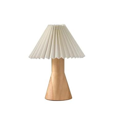 Imagem de Luminária de mesa de madeira com abajur de tecido, lâmpada de cabeceira de 12,5 polegadas, botão interruptor/dimmer, mesa de cabeceira, luz de leitura elegant
