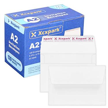 Imagem de Xxcxpark Envelopes de convite A2 imprimíveis de 120 unidades de 4,375 x 5,75 cartões, envelopes de papel branco de 120 g/m² para convites, papéis, fotos, documentos, casamento, chá de bebê, fácil de