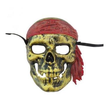 Imagem de Máscara Caveira Pirata Para Festa Halloween Com 22cm - 1 Unidade - Msw