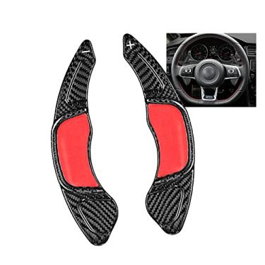 Imagem de HIBEYO Extensão de câmbio de volante para VW Volkswagen Golf 7 Scirocco Sagitar GLI Lamando GTS Polo GTI Volkswagen Variant R-LINE Material de fibra de carbono real - Preto carbono