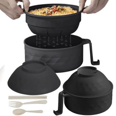 Imagem de CD HOME Pacote com 2 tigelas de ramen de 850 g para micro-ondas, conjunto de tigelas de ramen, tigela de ramen com pauzinhos e colher, itens essenciais para dormitório universitário para meninas e