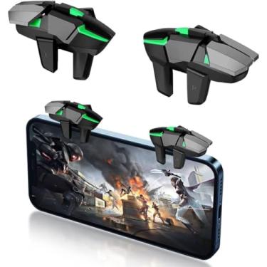Imagem de ZJRUI 6 Trigger PUBG Mobile Controller, New Version Smart Phone Game Controller Gamepad Large Thickness, 6 Fingers Sensitive Aim & Shoot PUBG Triggers Compatible with iPhone Android iPad (Black A4)