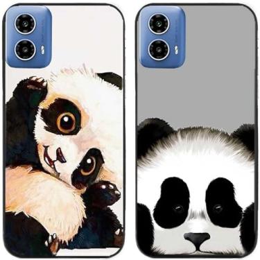 Imagem de 2 peças de capa de telefone traseira de silicone em gel TPU com estampa fofa para Motorola Moto G34 5G (Panda)