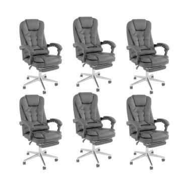 Imagem de Kit 4 Cadeira Presidente Ergonômica Apoio Para Pés Ajustável