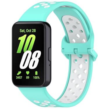 Imagem de Pulseira esportiva de silicone de substituição adequada para Samsung Galaxy Fit 3, respirável, dois tons, porosa, para Galaxy Fit 3 2024 SM-R390, mulheres e homens