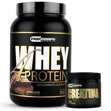 Imagem de Kit Whey Protein 4W 900g + Creatina Beta Alanina e Glutamina Pro Corps (900g, Chocolate)