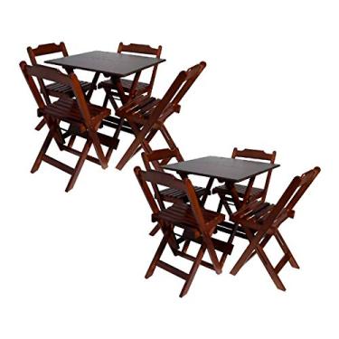Imagem de Kit com 2 Conjuntos de Jogo de Mesa 70x70 Com 4 Cadeiras Dobráveis Cada Imbúia - Reisol Móveis