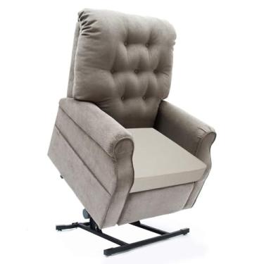 Imagem de BUYUE Almofada de cadeira para idosos 50,8 cm x 50,8 cm x 7,6 cm, almofada reclinável de linho original de espuma de alta densidade, almofada para cadeira, sofá e poltrona, bege