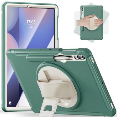 Imagem de Junfire Capa protetora para Galaxy Tab S10 Plus 12,4 polegadas 2024, capa à prova de choque para Samsung Tab S9FE+/S9+/S8Plus/S7FE/S7Plus com suporte giratório de 360°/alça de mão/suporte de caneta