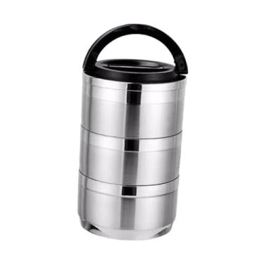 Imagem de Bothyi Bento Box Food Storage Tableware Leve aço Inoxidável Adultos Lancheira Recipiente de Alimentos para Escritório Trabalho Homens Mulheres, 3 Camadas