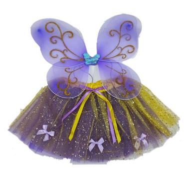 Imagem de Fantasia Roxa Infantil Carnaval Festa Kit C/ 2 Peças Fada - C/N