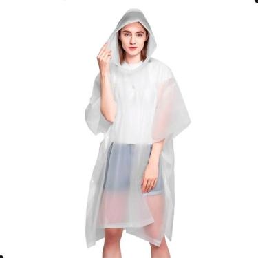 Imagem de Capa De Chuva Adulto Reforçada Eva Transparente Reutilizável Resistent