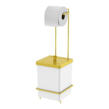Imagem de Suporte Porta Papel Higiênico Com Lixeira Quadrada 6,5 Litros De Banhe
