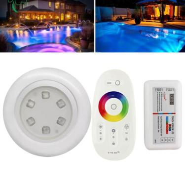 Imagem de Kit Luminária Led 12V De Piscina RGB 9W Com Controladora (Módulo Centr