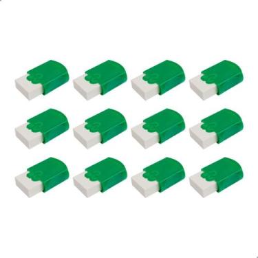 Imagem de Kit 12 Borracha Escolar Plastica Branca Com Capa Protetora 4,5cm - Dar