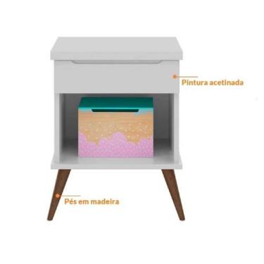 Imagem de Mesa de Apoio Pés Palito Retrô Meli 100% MDF Branco - Phoenix Baby