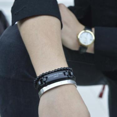 Imagem de Kit de Pulseiras God Bless - Vorax Acessórios, M - 18cm a 18,5cm