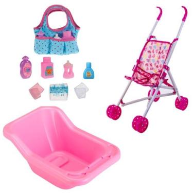 Imagem de Banheira Para Boneca Reborn Silicone 37cm C/ Bolsa Carrinho - Monte Lí