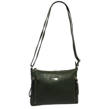 Imagem de Bolsa Feminina Couro Transversal Bls294 4 Ziperes - Doras Bolsas, Verd