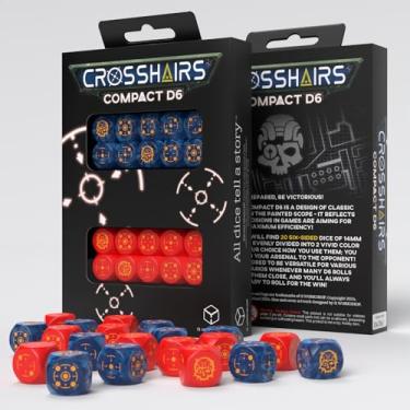 Imagem de Crosshairs Compact D6: Cobalt & Red by Q-Workshop, Dice for RPG Board Games, for 1+ Players and Ages 14+