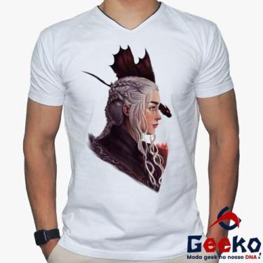 Imagem de Camiseta Daenerys Targaryen 100% Algodão Game of Thrones Geeko, Branco