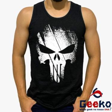 Imagem de Regata O Justiceiro 100% Algodão The Punisher Geeko, Preto, G