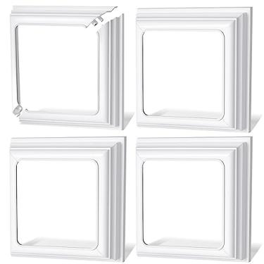 Imagem de Thyle 4 peças Verdadeiro 10 x 10 cm Saia de vinil Post Base Cobertura Coluna Wraps para Varanda Deck Base Vinil Manga Branca Guarnição para Mão de Madeira e Trilhos de Escada