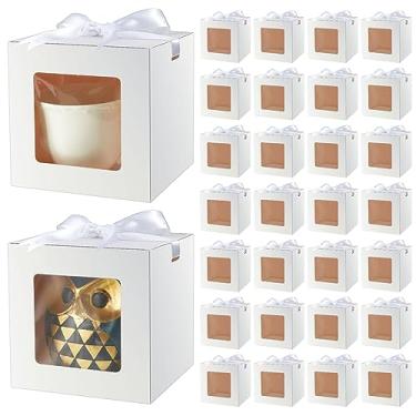 Imagem de Yeaqee 50 caixas de caneca de sublimação para presente caixas de caneca de café a granel transparente presente para 312 g, 340 g, 425 g, copos em branco, chá de bebê, lembrancinha de festa de