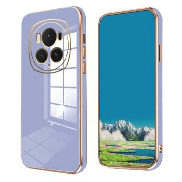 Imagem de Anlalish Compatível com Honor Magic 6 Pro Capa de silicone Honor Magic 6 Pro Capa de telefone 0,3 mm Funda Cute Slim Plating Acessórios de proteção para câmera Capa à prova de choque (cinza)