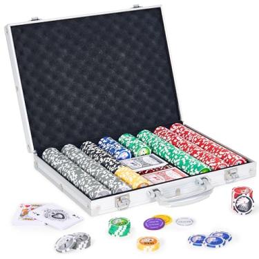 Imagem de Fichas de pôquer com números, conjunto de fichas de pôquer de 500 peças com estojo de viagem de alumínio, conjunto de pôquer de 11,5 gramas para Texas Holdem e Blackjack Gambling.