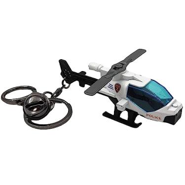 Imagem de Pouoir Chaveiro de helicóptero, porta-chaves de aeronaves militares para chaves de carro, metal, cobre, pendente, bolsa, chaveiro, acessórios, Branco, G