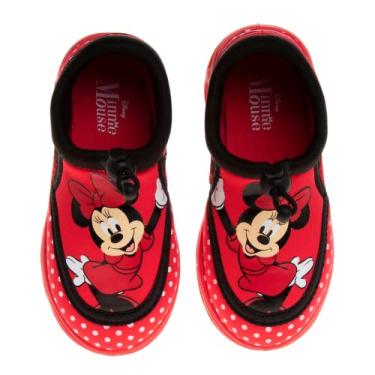Imagem de Disney Sapatos aquáticos Minnie Mouse – Meias aquáticas para piscina para crianças – Sandálias Princesa elástica impermeável para praia slide personagem esportivo verão sem cadarço secagem rápida (bebê/criança pequena), Vermelho, 20/21 BR